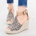 AOP ❤️Women Fashion Sandals Flock Leopard Wedges Ankle Outdoor Sandals US Size 5-9 Peep Toe Casual Shoes Yellow B07P8MB1DX
